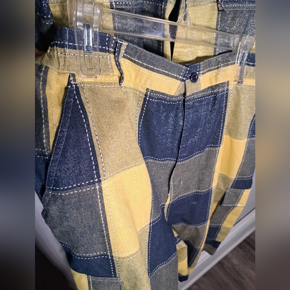 Veezo XL Yellow and Blue Plaid Shirt and Short Set - Picture 5 of 9